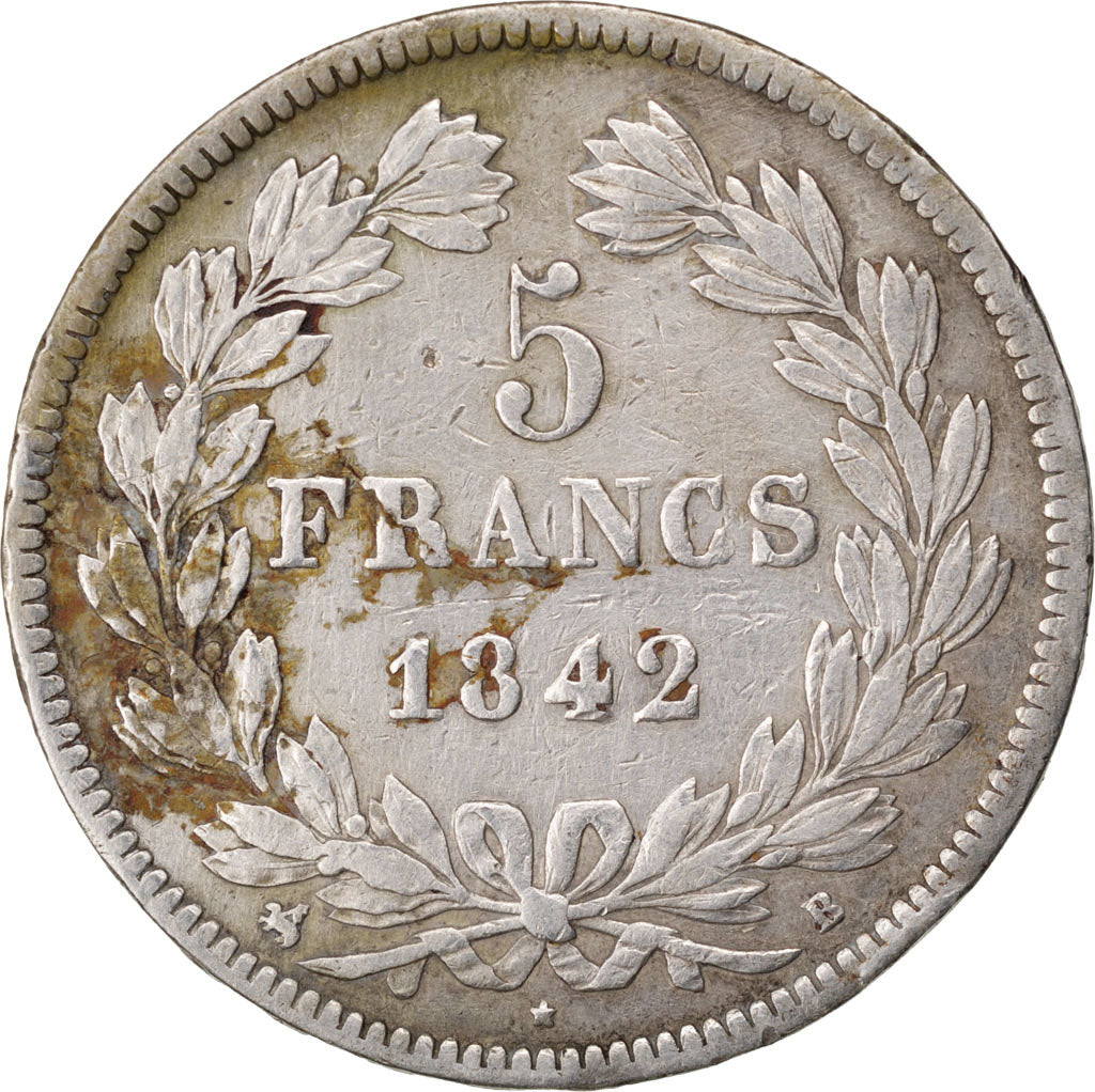 Monnaie, France, Louis-Philippe, 5 Francs, 1842, Rouen, TTB, Argent, KM:749.2