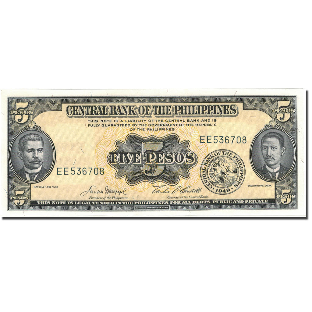 Nota, Filipinas, 5 Pesos, KM:135e, UNC(65-70)