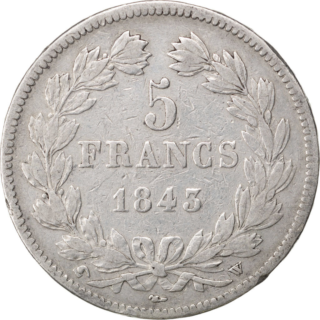 Münze, Frankreich, Louis-Philippe, 5 Francs, 1843, Lille, S+, Silber