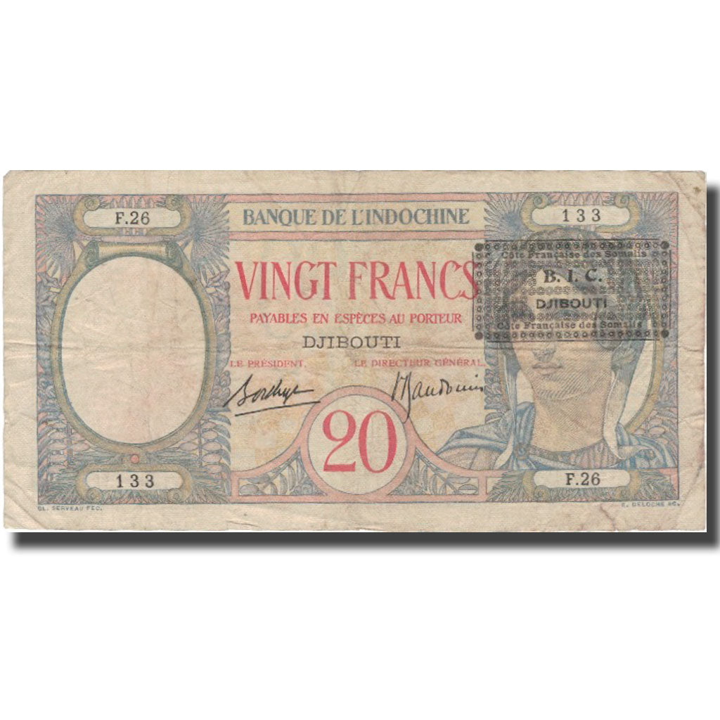 Costa francese dei somali, 20 Francs, VF 20, PMG
