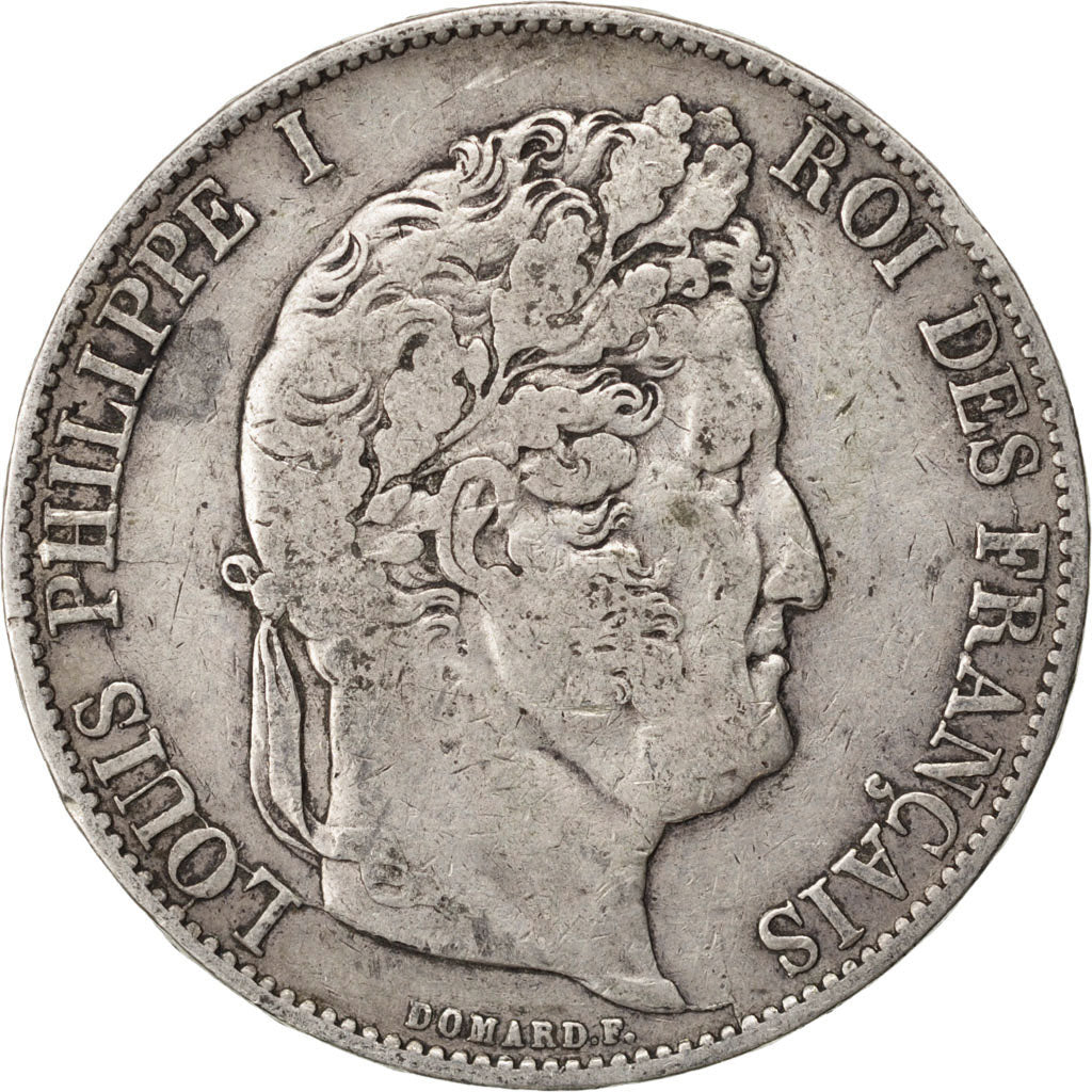 Coin, France, Louis-Philippe, 5 Francs, 1845, Strasbourg, EF(40-45), Silver