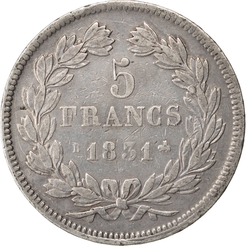 Monnaie, France, Louis-Philippe, 5 Francs, 1831, Rouen, TTB, Argent
