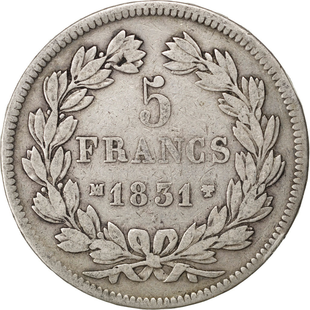 Coin, France, Louis-Philippe, 5 Francs, 1831, Marseille, VF(20-25), Silver