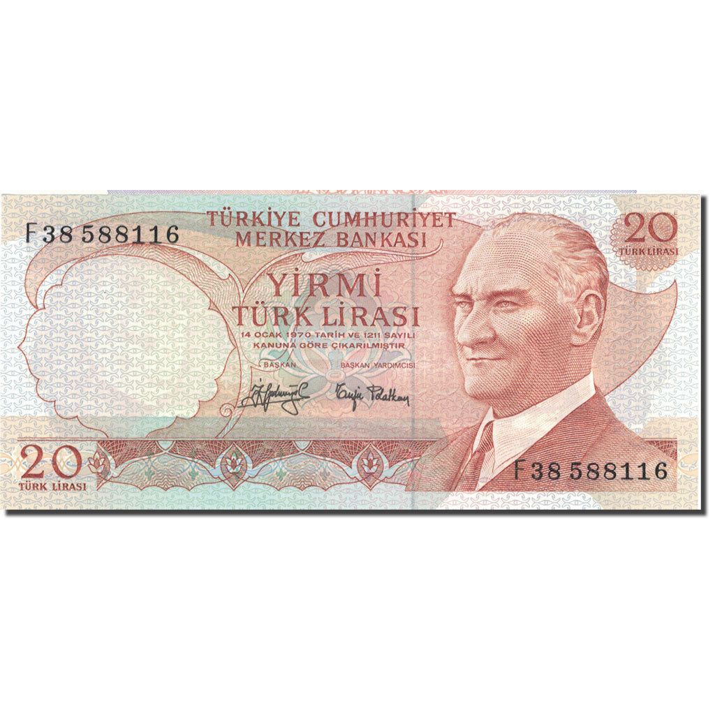 Banknote, Turkey, 20 Lira, L.1970, 1974, KM:187a, UNC(65-70)