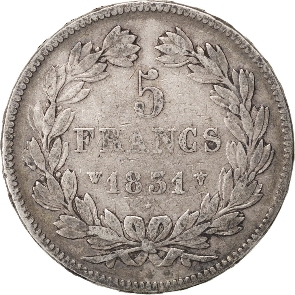 Moneta, Francia, Louis-Philippe, 5 Francs, 1831, Lille, MB+, Argento, KM:745.13