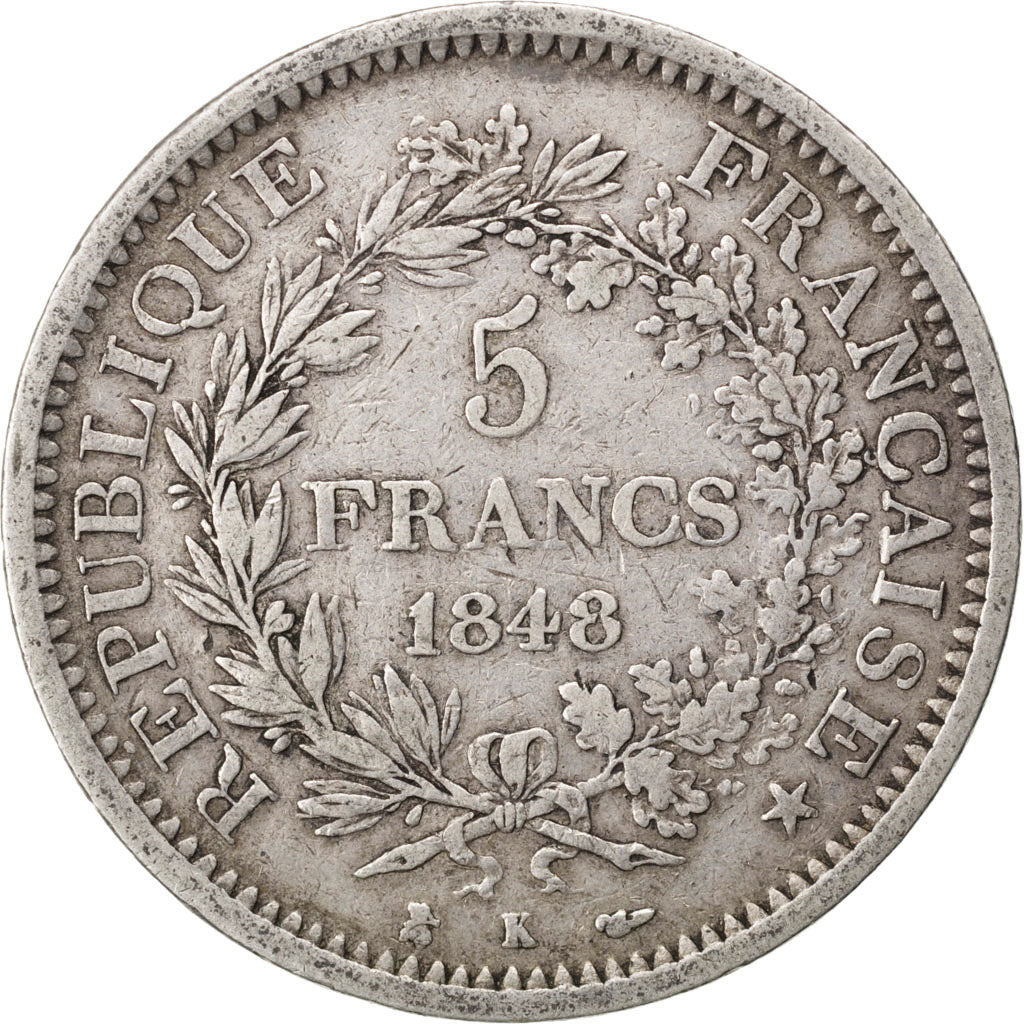 Monnaie, France, Hercule, 5 Francs, 1848, Bordeaux, TB+, Argent, KM:756.4