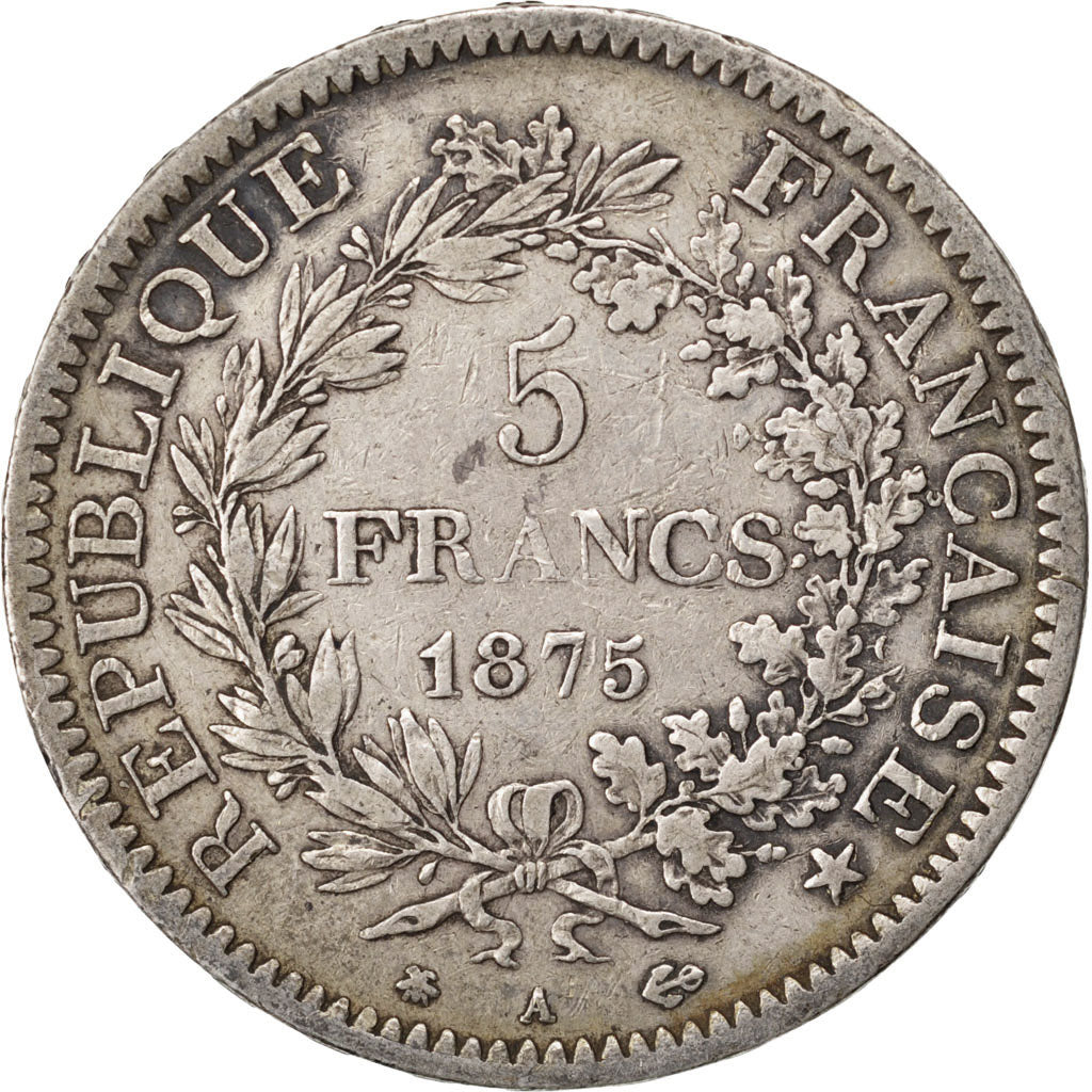 Coin, France, Hercule, 5 Francs, 1875, Paris, VF(30-35), Silver, KM:820.1