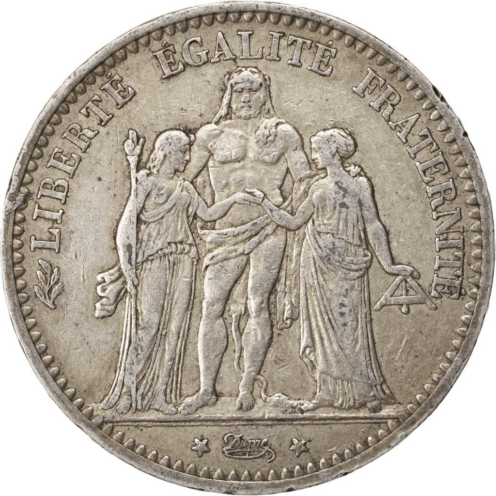 Munten, Frankrijk, Hercule, 5 Francs, 1875, Paris, ZF, Zilver, KM:820.1