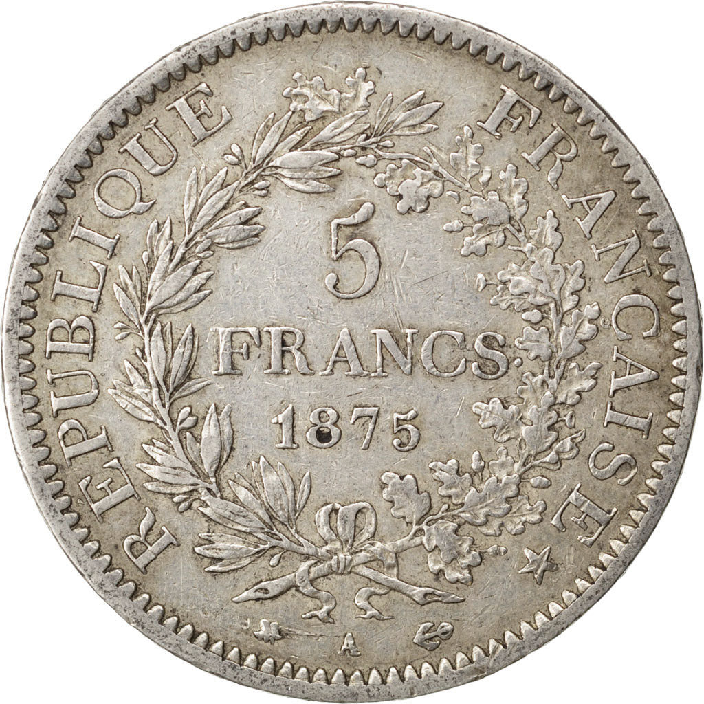 Munten, Frankrijk, Hercule, 5 Francs, 1875, Paris, ZF, Zilver, KM:820.1