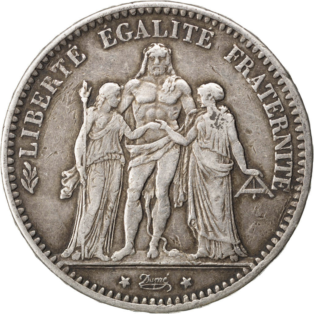 Coin, France, Hercule, 5 Francs, 1875, Bordeaux, VF(30-35), Silver, KM:820.2
