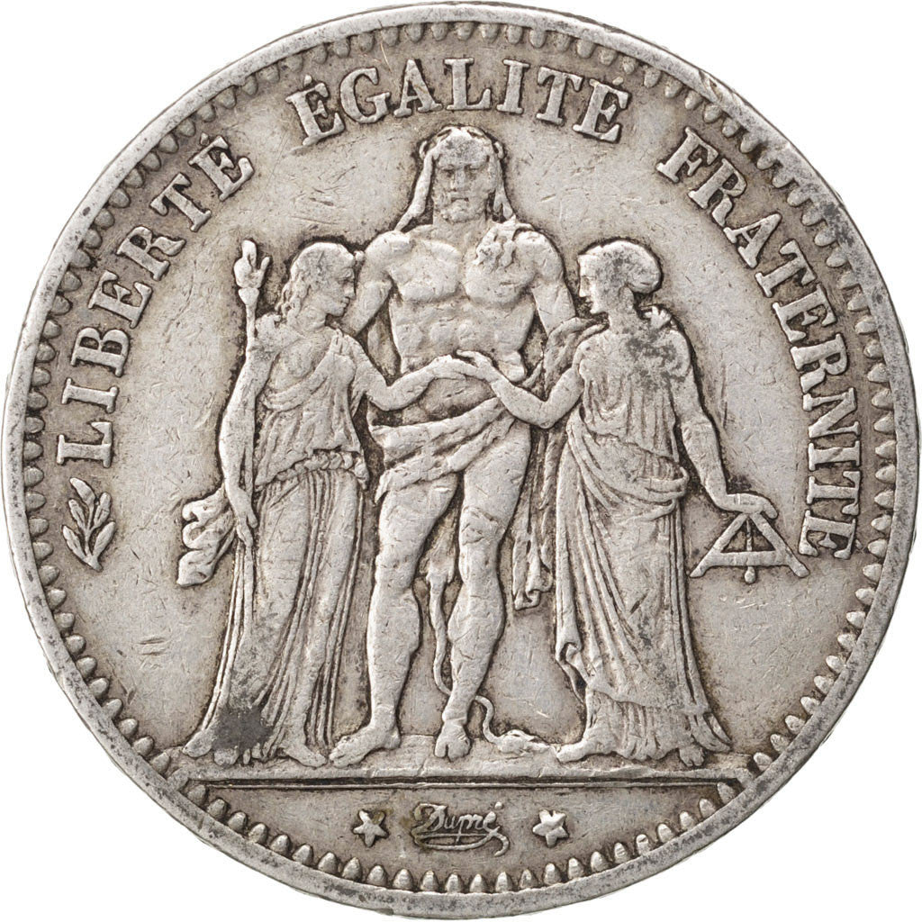 Moneta, Francia, Hercule, 5 Francs, 1875, Bordeaux, MB+, Argento, KM:820.2