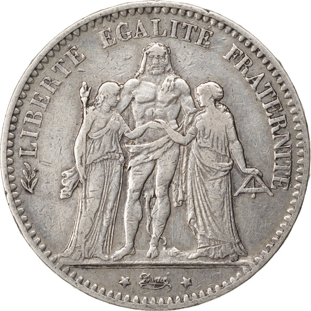 Munten, Frankrijk, Hercule, 5 Francs, 1875, Bordeaux, ZF, Zilver, KM:820.2