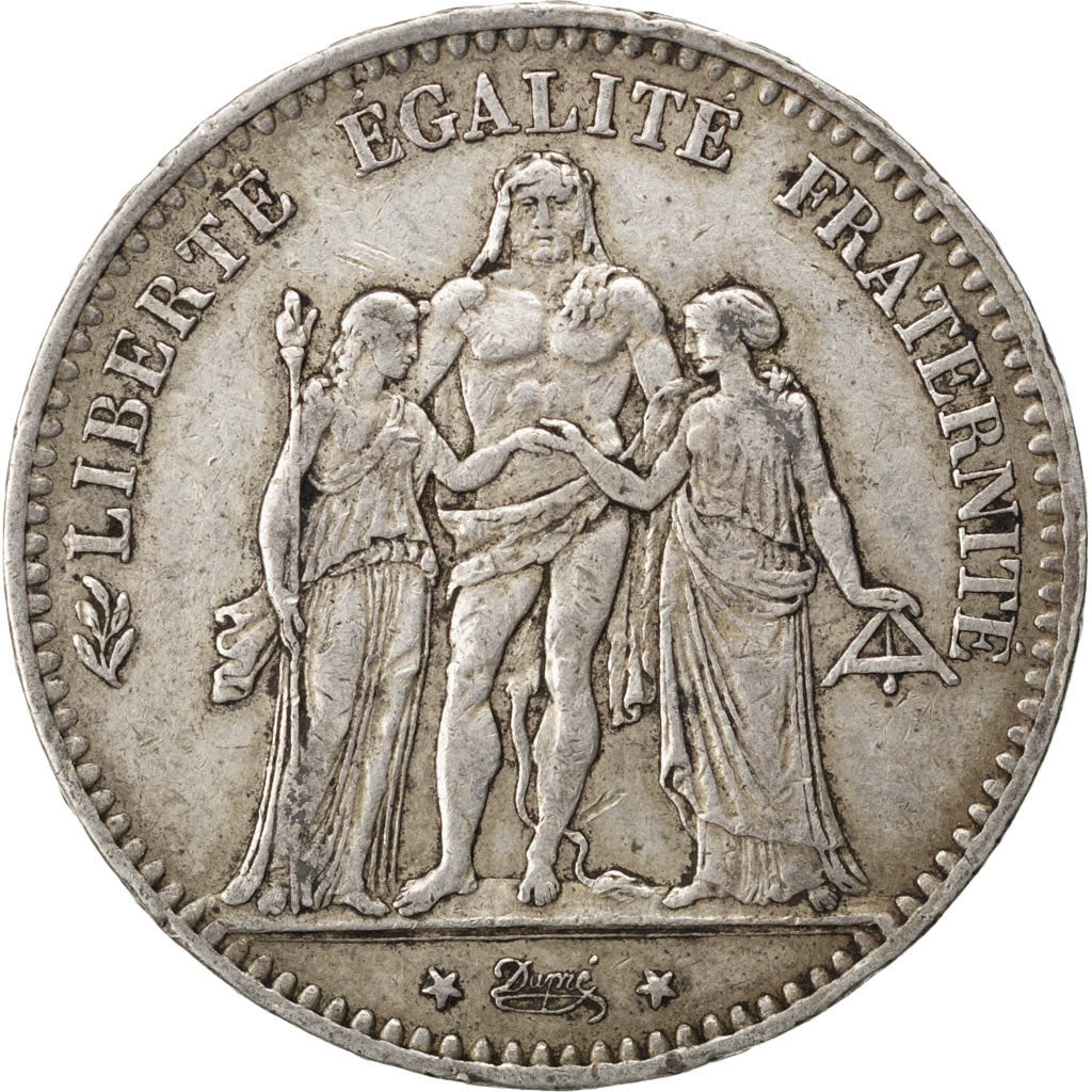 Moneta, Francja, Hercule, 5 Francs, 1876, Bordeaux, EF(40-45), Srebro, KM:820.2
