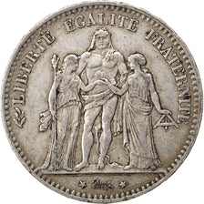 Monnaie, France, Hercule, 5 Francs, 1876, Bordeaux, TTB, Argent, KM:820.2