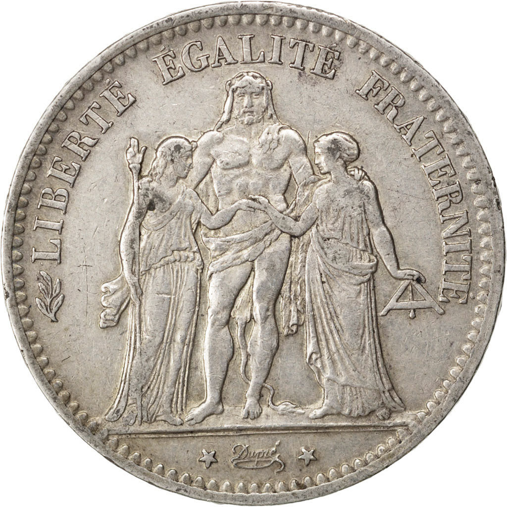 Moneta, Francja, Hercule, 5 Francs, 1876, Bordeaux, EF(40-45), Srebro, KM:820.2