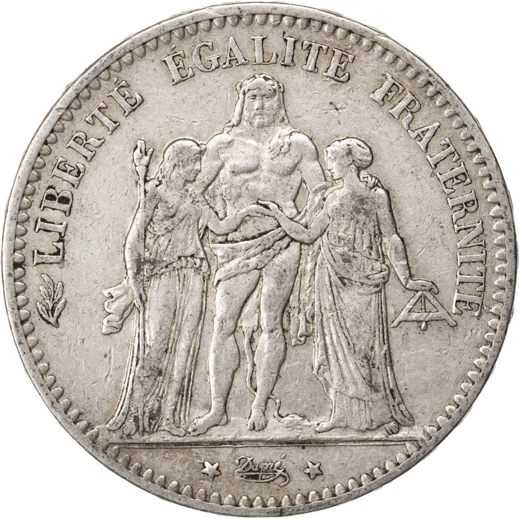 Munten, Frankrijk, Hercule, 5 Francs, 1877, Paris, FR+, Zilver, KM:820.1