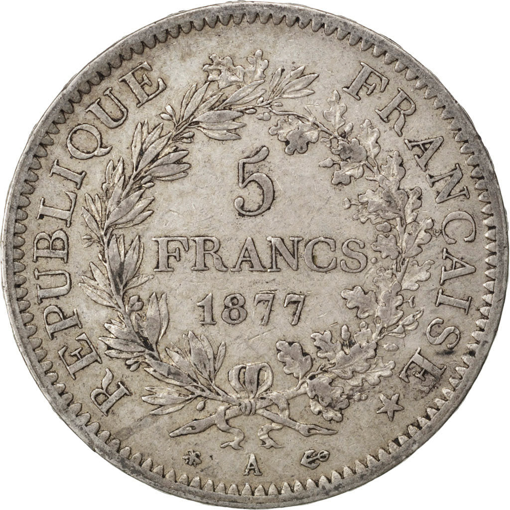 Munten, Frankrijk, Hercule, 5 Francs, 1877, Paris, FR+, Zilver, KM:820.1