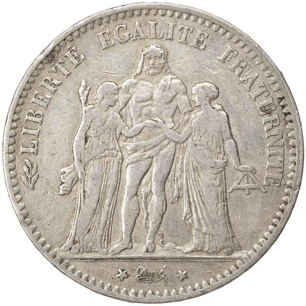 Coin, France, Hercule, 5 Francs, 1877, Bordeaux, VF(20-25), Silver, KM:820.2