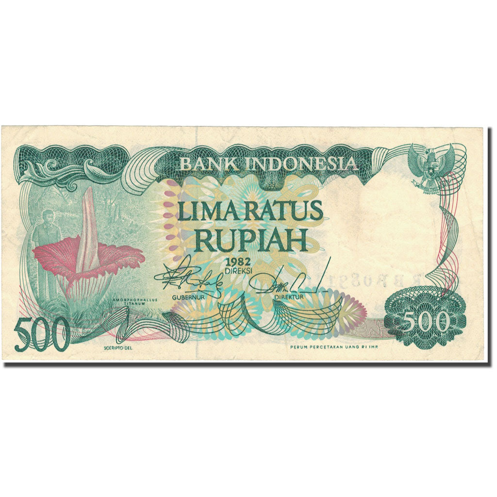 Banconote, Indonesia, 500 Rupiah, 1982, 1982, KM:121, BB+