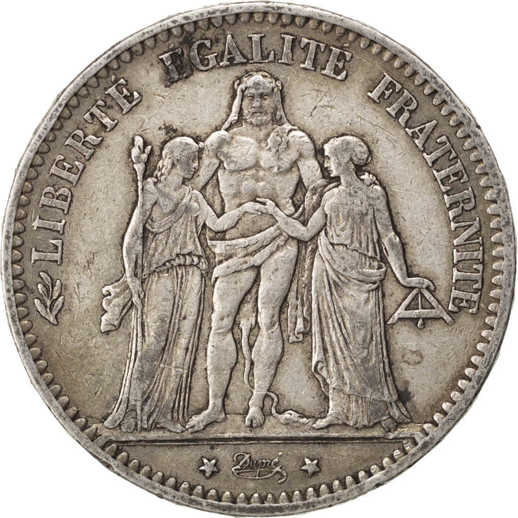 Moneta, Francja, Hercule, 5 Francs, 1877, Bordeaux, VF(30-35), Srebro, KM:820.2