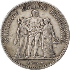 Moneta, Francia, Hercule, 5 Francs, 1877, Bordeaux, MB+, Argento, KM:820.2