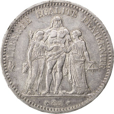 Moneta, Francja, Hercule, 5 Francs, 1877, Bordeaux, EF(40-45), Srebro, KM:820.2