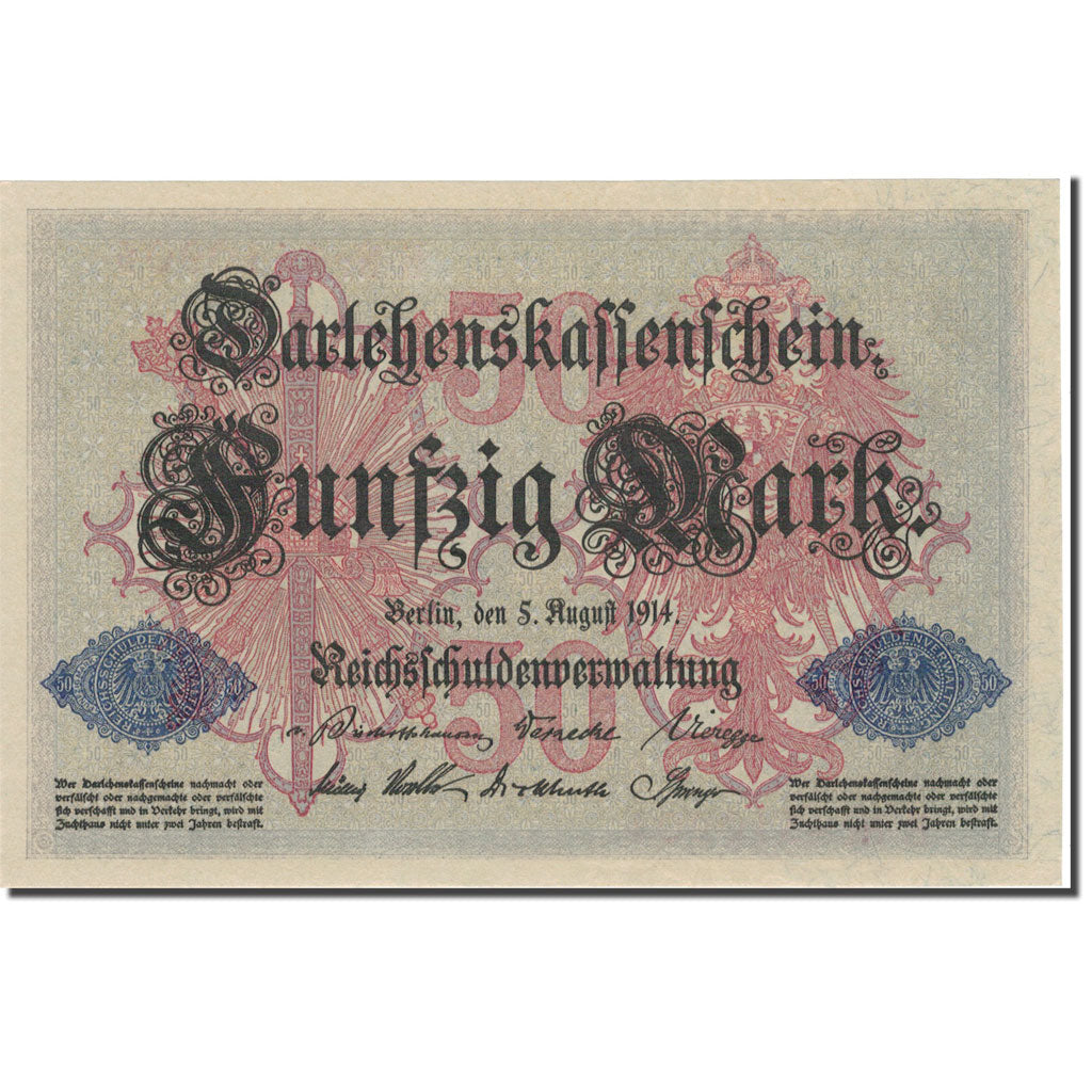 Billete, 50 Mark, 1914, Alemania, 1914-08-05, KM:49b, SC
