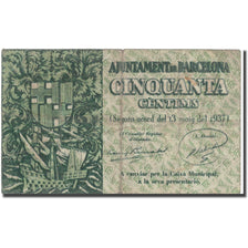 Banconote, Spagna, 50 Centimes, Ajuntament, 1937, 1937, MB
