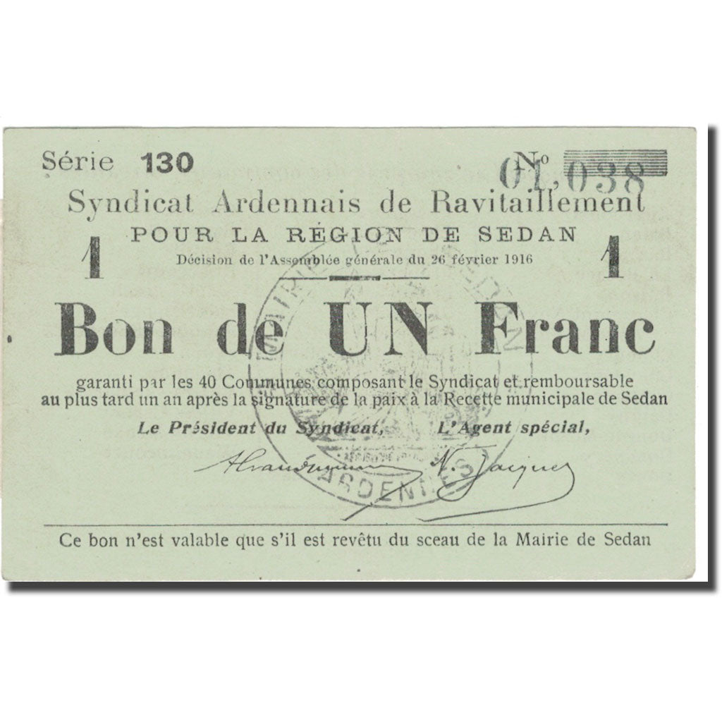 Francia, Sedan, 1 Franc, 1916, SPL-