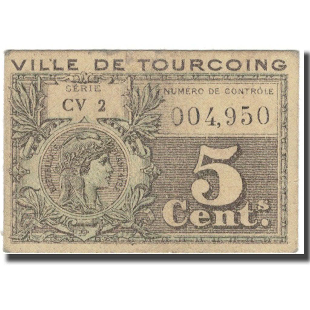 France, Tourcoing, 5 Centimes, VF(20-25), Pirot:59-3225