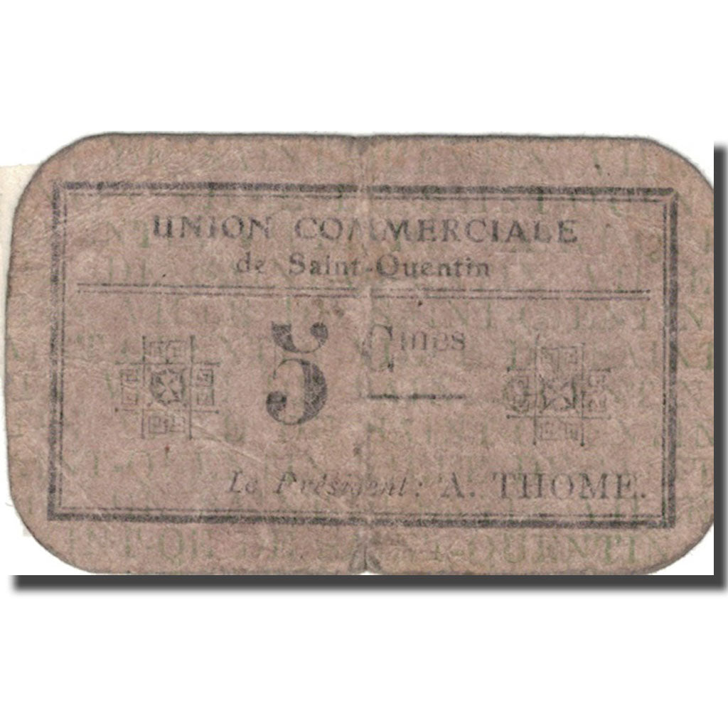 Frankrijk, Saint-Quentin, 5 Centimes, B+, Pirot:02-2075