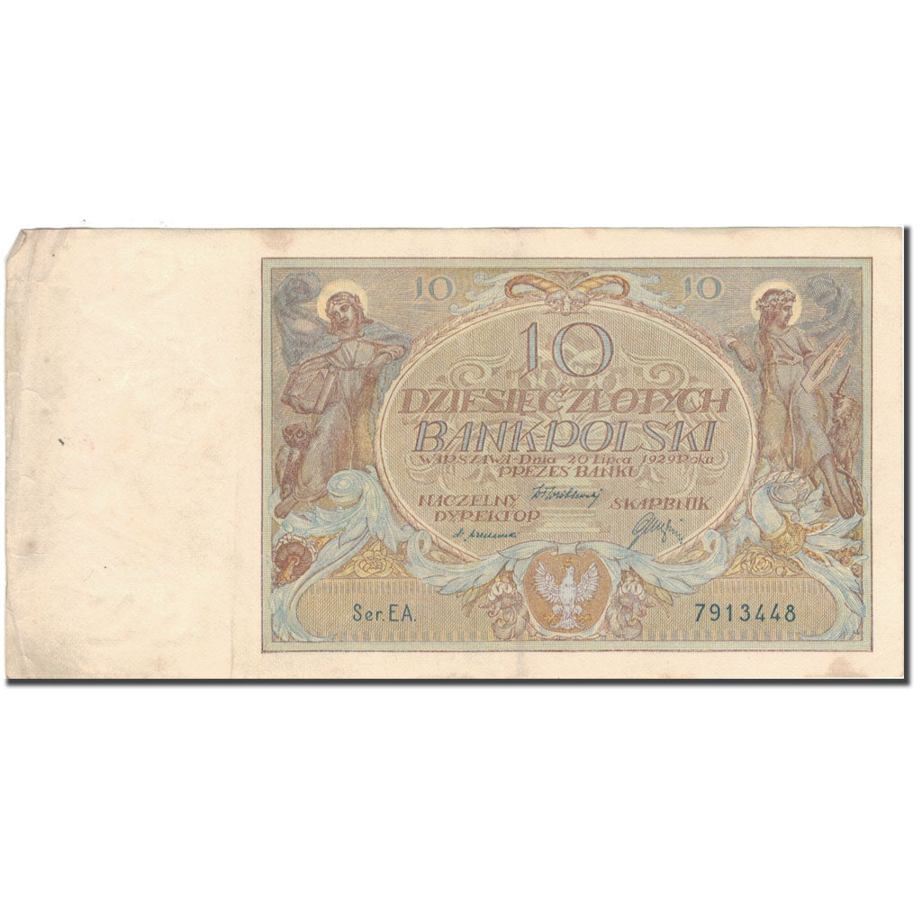 Banknote, Poland, 10 Zlotych, 1929, 1929-07-20, KM:69, VF(30-35)
