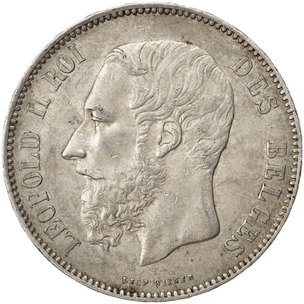 Münze, Belgien, Leopold II, 5 Francs, 5 Frank, 1876, VZ, Silber, KM:24