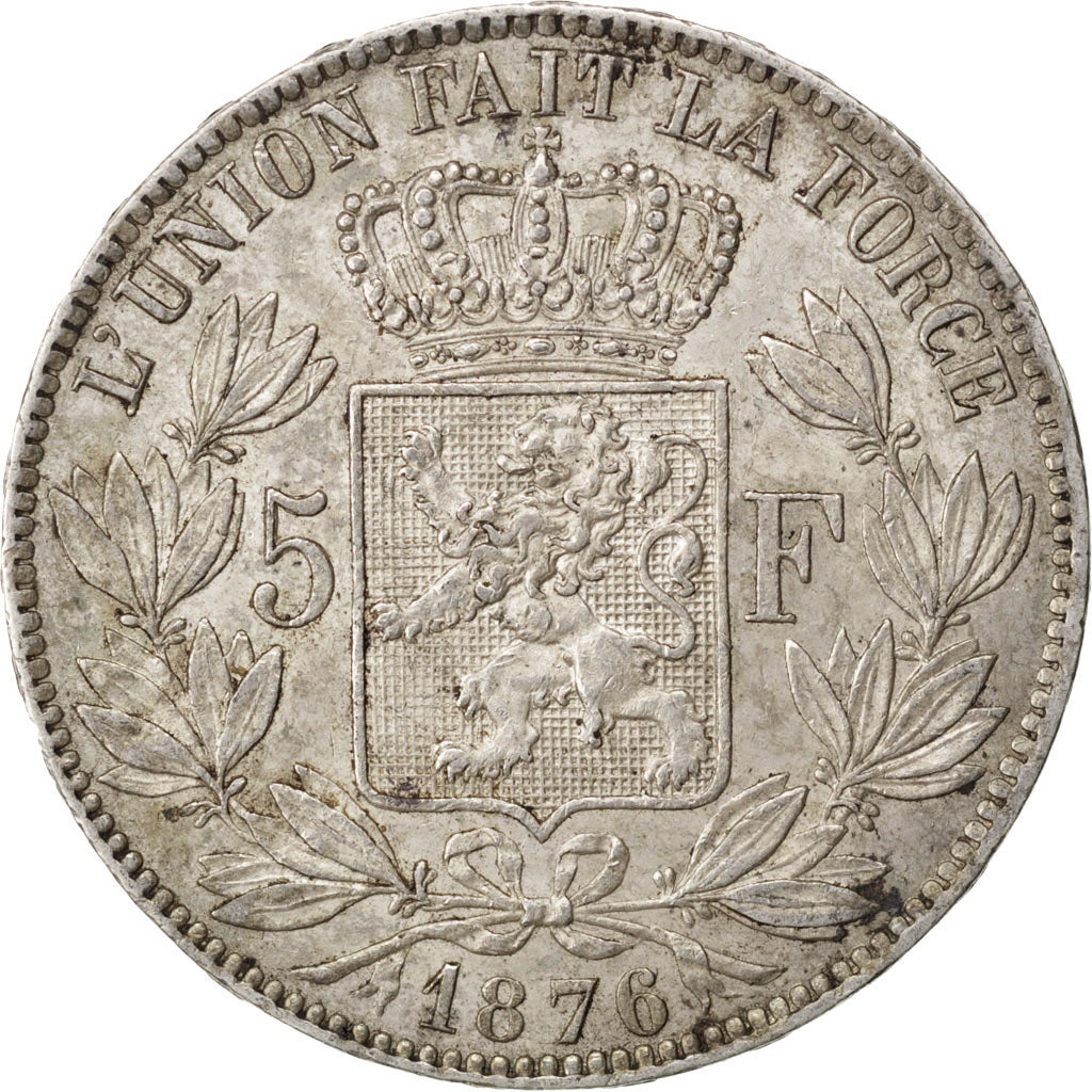 Münze, Belgien, Leopold II, 5 Francs, 5 Frank, 1876, VZ, Silber, KM:24