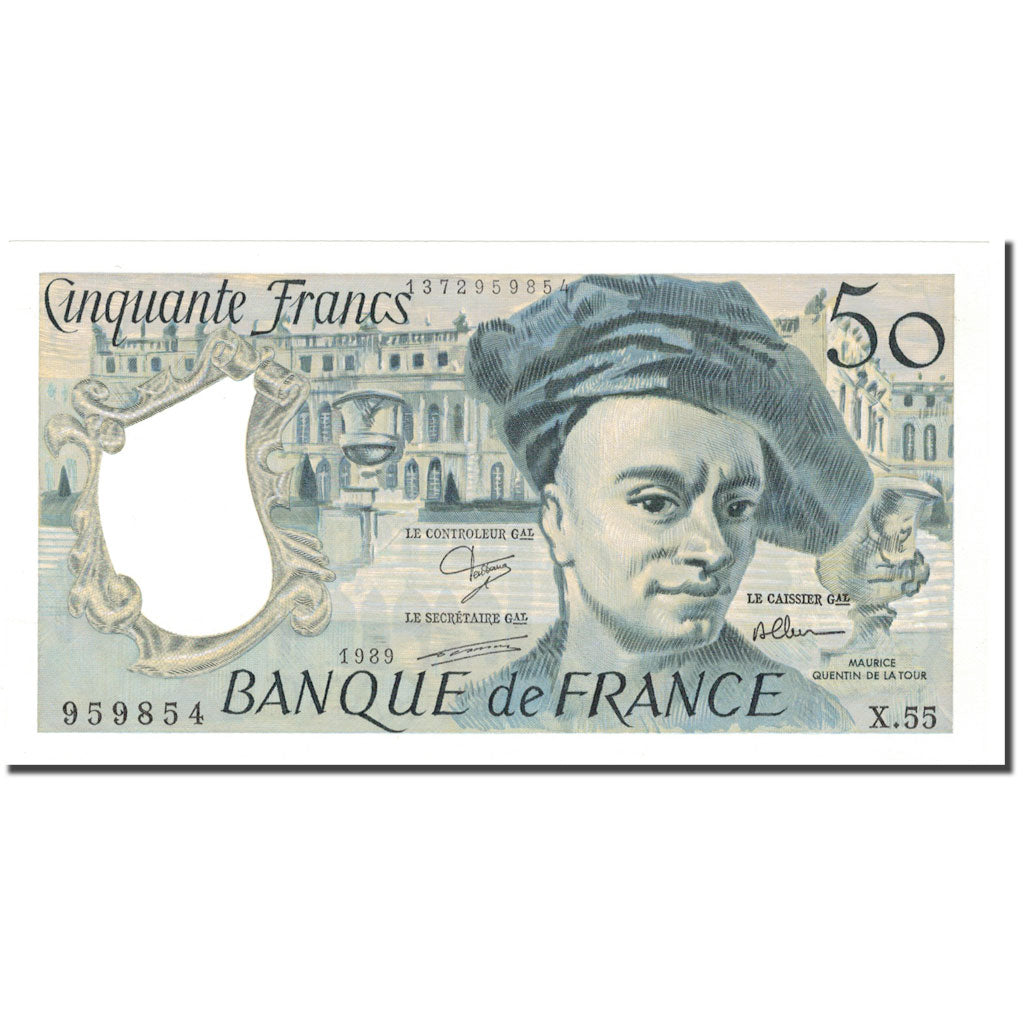 France, 50 Francs, Quentin de La Tour, 1976-1992, 1988, UNC(65-70)