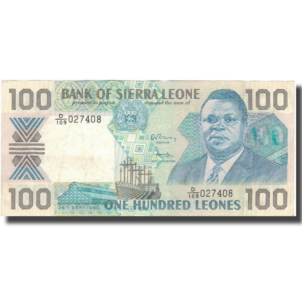 Banknot, Sierra Leone, 100 Leones, 1990, 1990-09-26, KM:18c, AU(50-53)