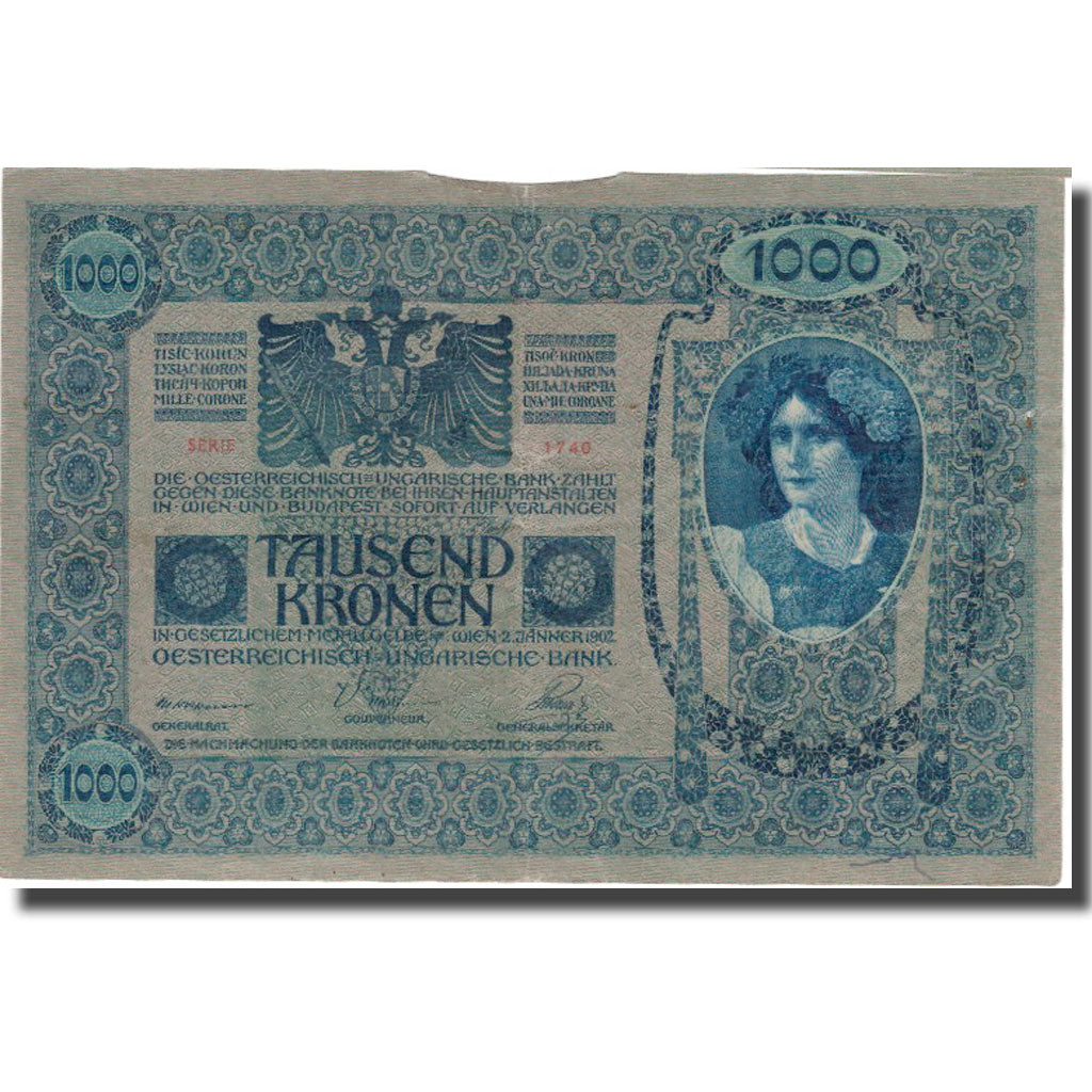 Billete, 1000 Kronen, 1902, Austria, 1902-01-02, KM:59, MBC+