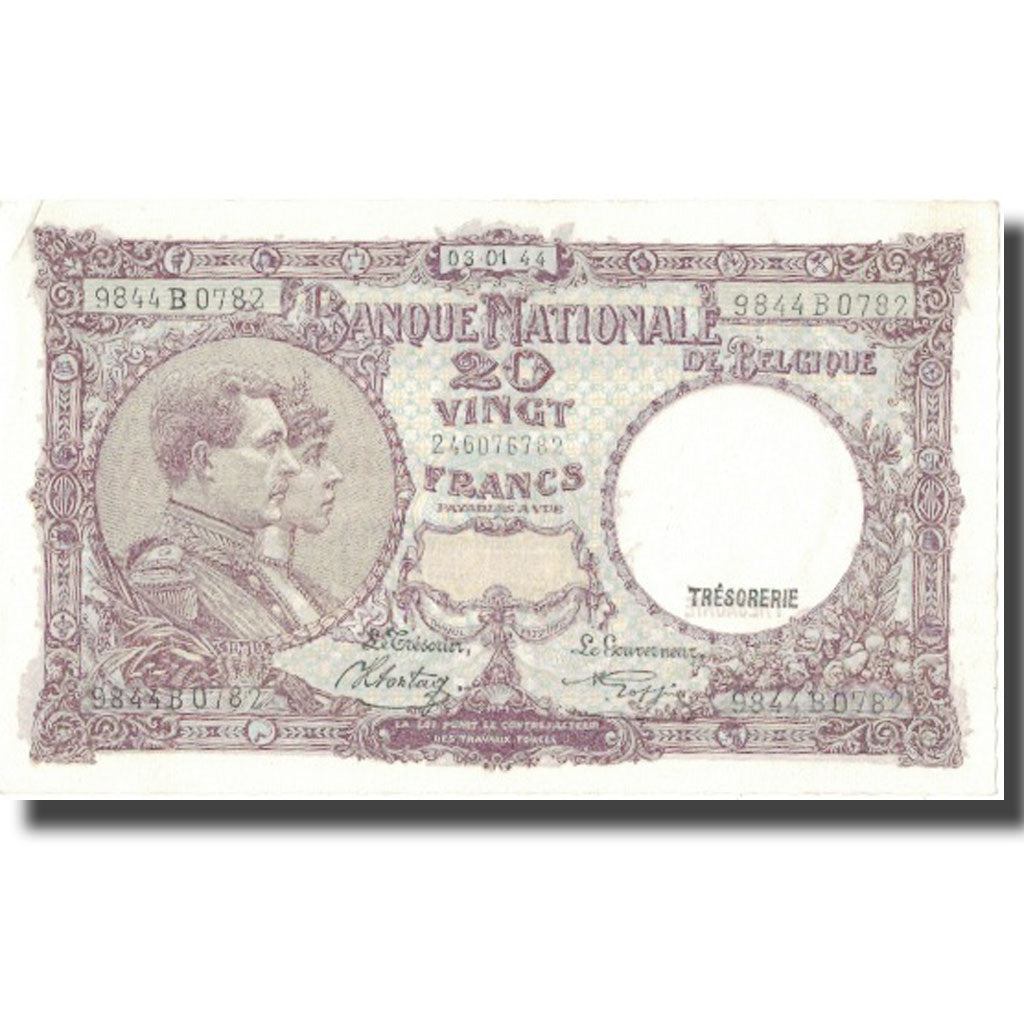 Billet, Belgique, 20 Francs, 1944, 1944-03-01, KM:111, TTB
