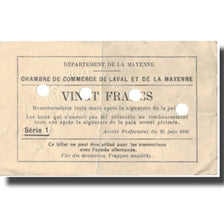 France, Laval, 20 Francs, 1940, EF(40-45)