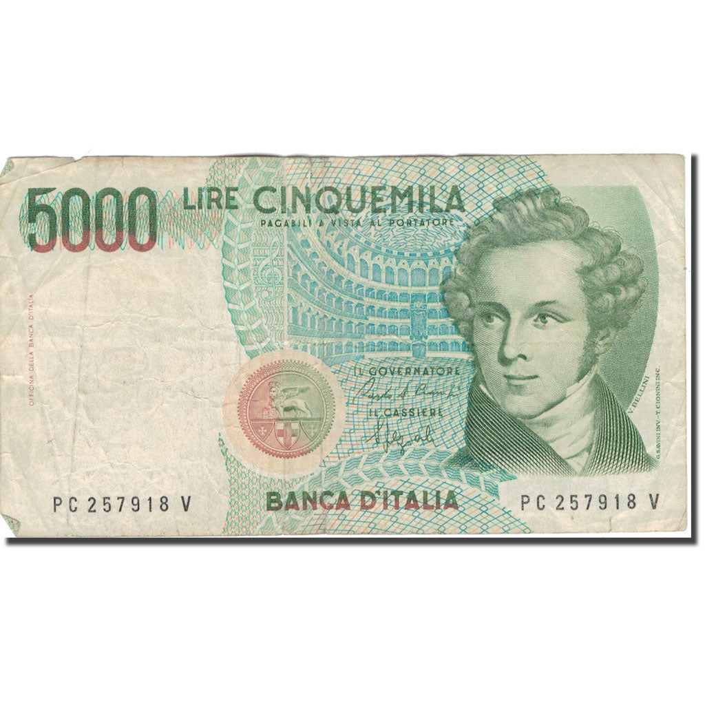 Banconote, Italia, 5000 Lire, KM:111b, MB