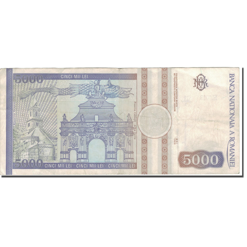 Geldschein, Rumänien, 5000 Lei, 1993, Mai 1993, KM:104a, S+