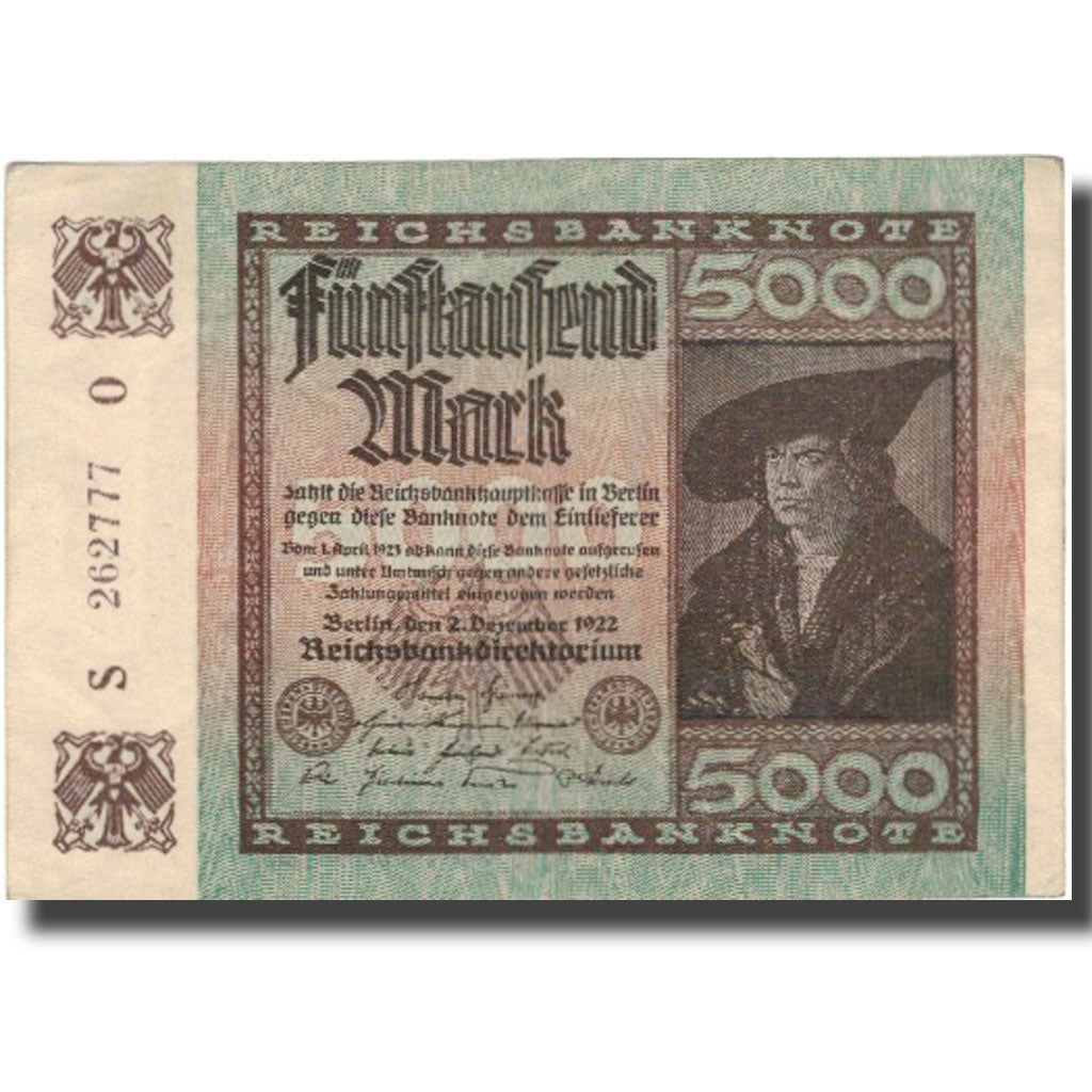 Banknote, Germany, 5000 Mark, 1922, 1922-12-02, KM:81a, AU(50-53)
