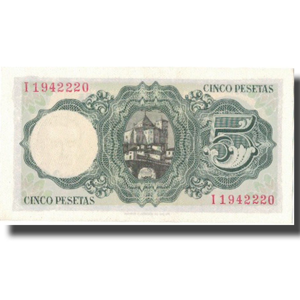 Biljet, Spanje, 5 Pesetas, 1951, 1951-08-16, KM:140a, SPL+