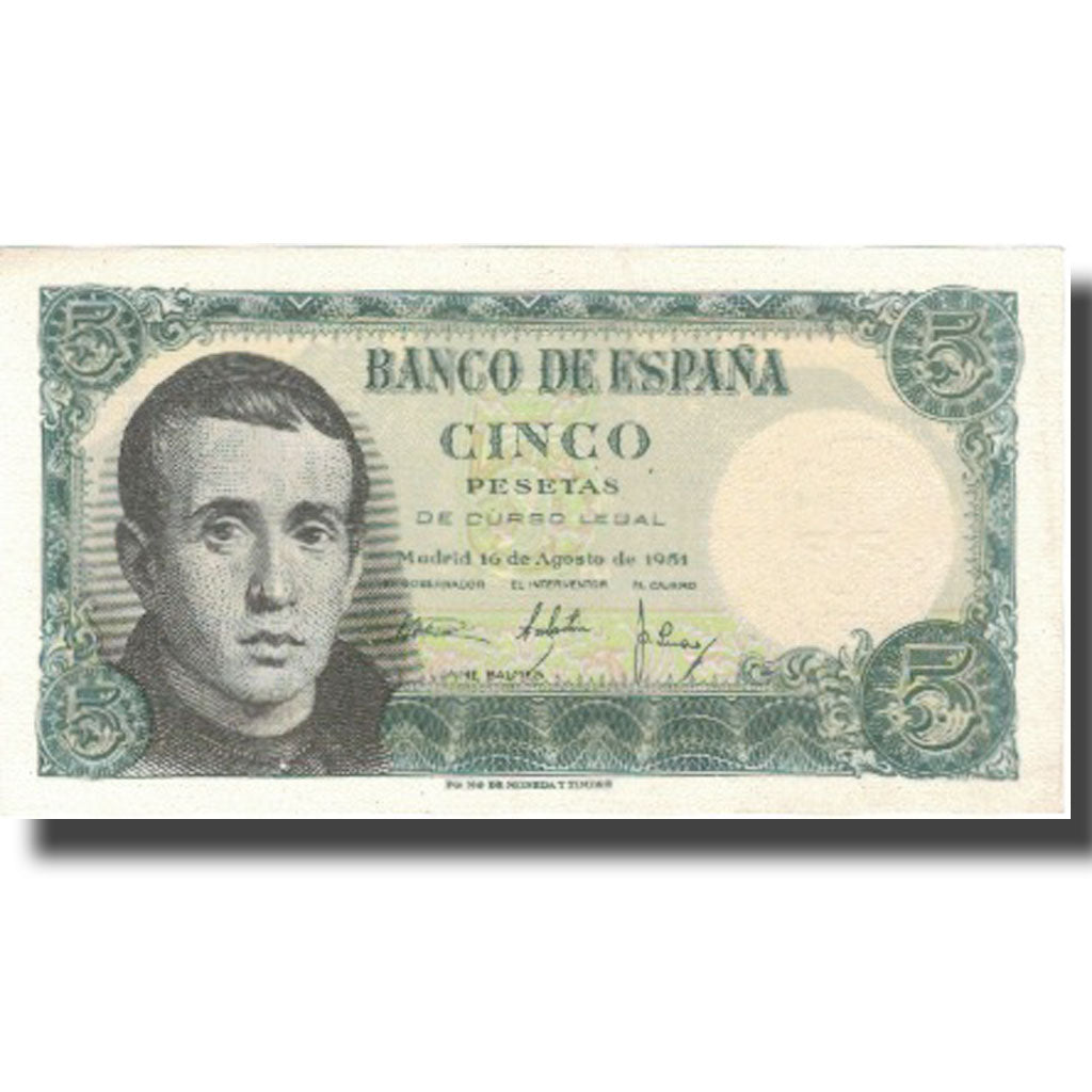 Geldschein, Spanien, 5 Pesetas, 1951, 1951-08-16, KM:140a, UNZ-