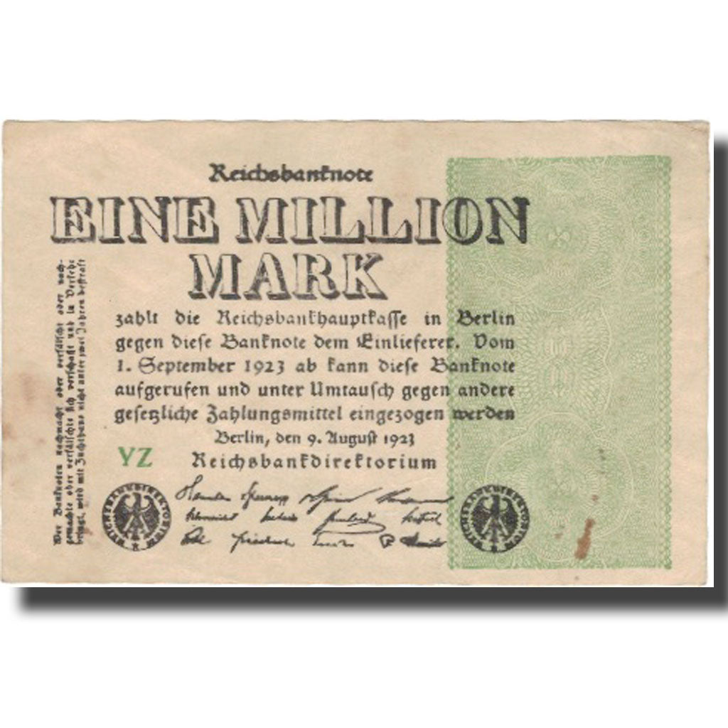Geldschein, Deutschland, 1 Million Mark, 1923, 1923-08-09, KM:101, SS