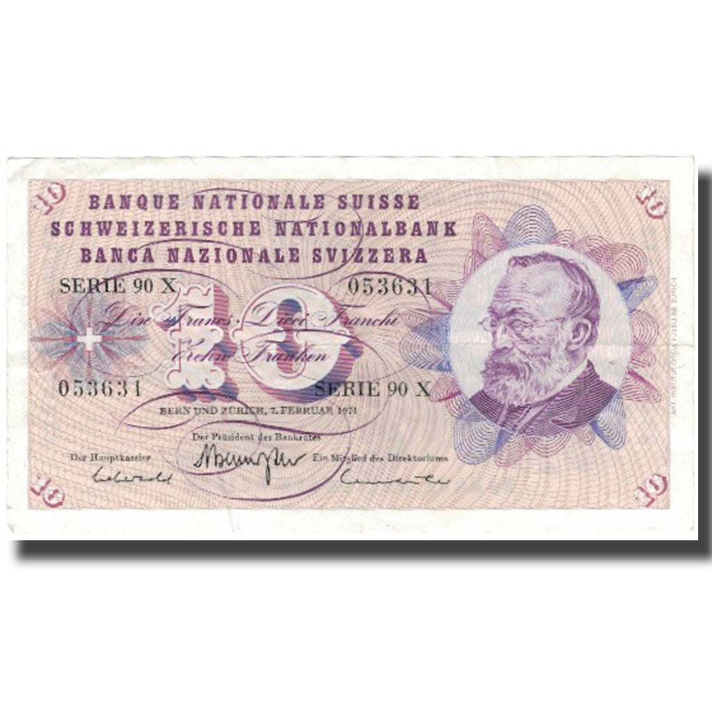 Banknote, Switzerland, 10 Franken, 1974, 1974-02-07, KM:45t, AU(50-53)