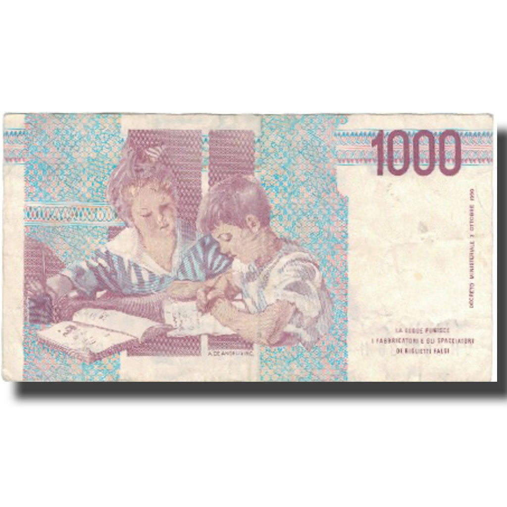 Nota, Itália, 1000 Lire, 1990, 1990-10-03, KM:114c, VF(30-35)