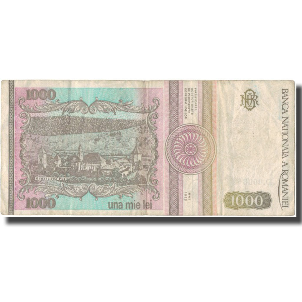 Geldschein, Rumänien, 1000 Lei, 1993, KM:102, S+