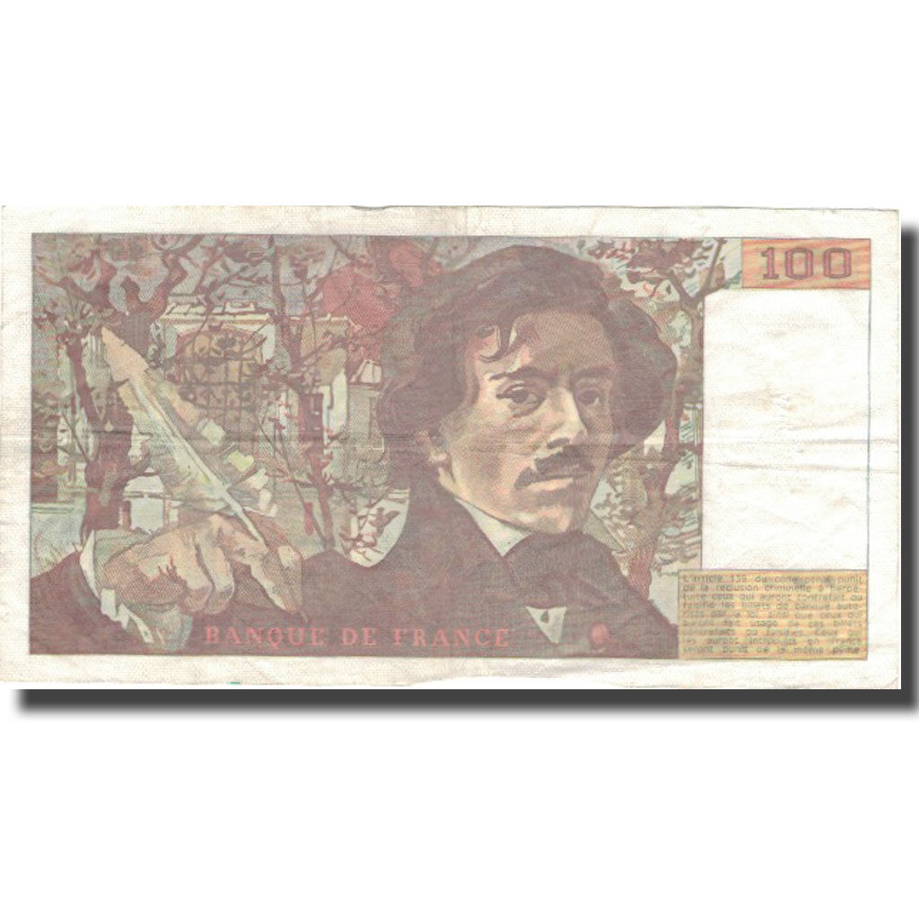 França, 100 Francs, Delacroix, 1984, EF(40-45), Fayette:69.08a, KM:154b