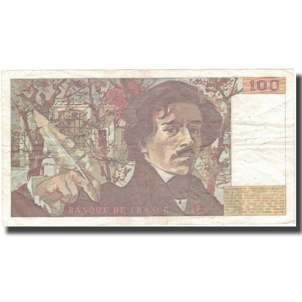 Francia, 100 Francs, Delacroix, 1985, BC+, Fayette:69.9, KM:154b